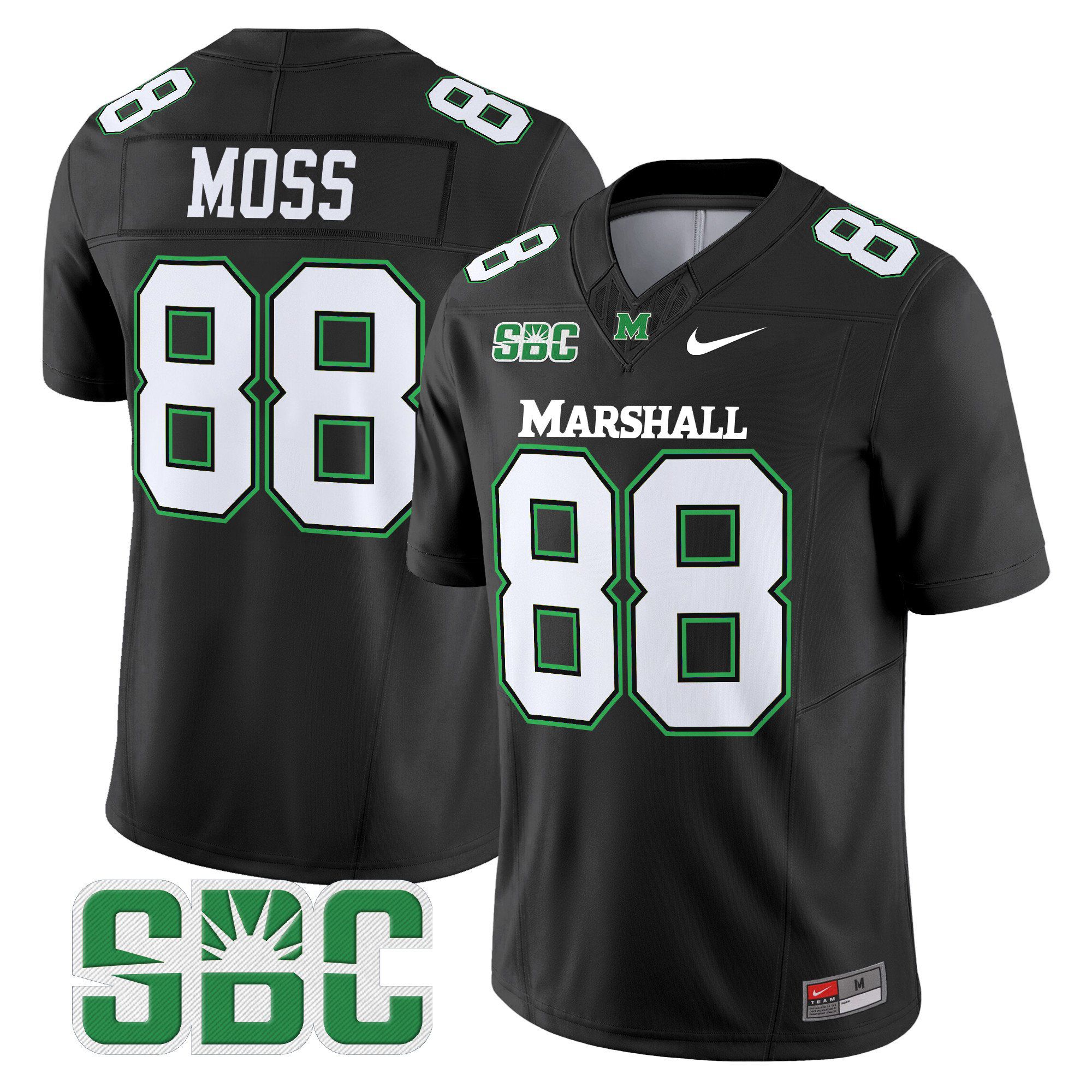 Men Marshall Thundering Herd #88 Moss Black Nike 2024 Vapor Limited NCAA Jersey style 1->more ncaa teams->NCAA Jersey